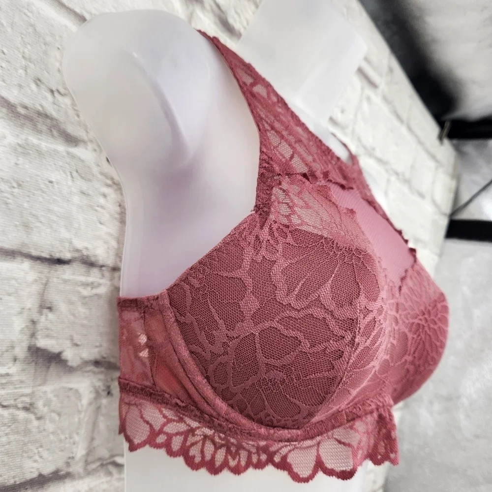 Pink Victoria Secret Rose Color Lace Bralette Size Small - Picture 3 of 12
